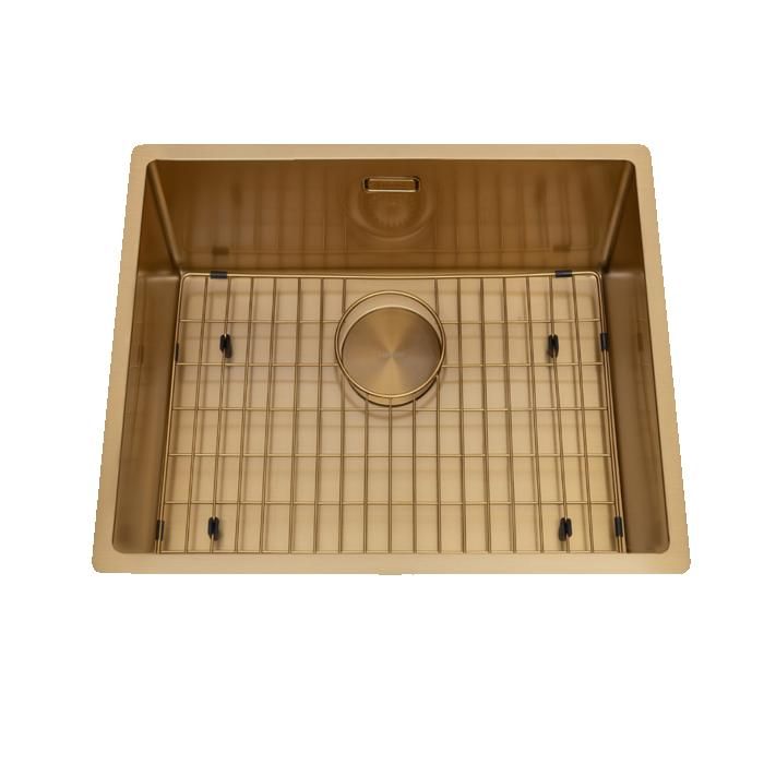 Évier sous-plan inox PVD doré Luisina LEGATO 1 bac 560x440 - Grille et cache bonde doré inclus 440x660 Évier sous-plan inox PVD doré Luisina LEGATO 1 bac 560x440 - Grille et cache bonde doré inclus 440x660