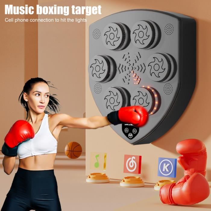 Acheter Machine de boxe musicale avec gants, montage mural, Bluetooth, électronique intelligente, LED, entraînement de boxe, cible, tapis de frappe, équipement d'entraînement à domicile