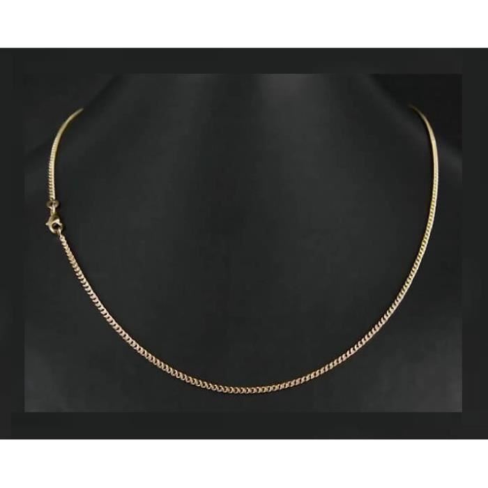 Chaîne Maille Gourmette 42 Cm En Plaqué Or 18 Carats - Bijou Femme - Neuf Avec étiquettes Bijouxia