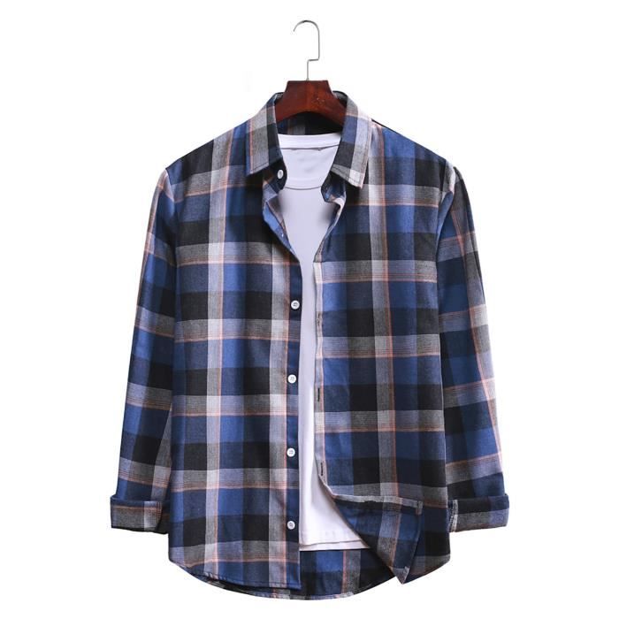 Chemise décontractée à carreaux avec poche sur le devant