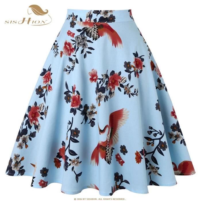 Jupe Balançoire Marks And Spencer – Femme – Bleu Floral Viscose – Taille 20