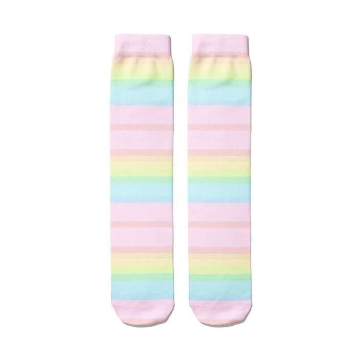 Chaussettes Hautes à Rayures Colorées CHIC DIARY - Femme Et Fille, Taille 34-39