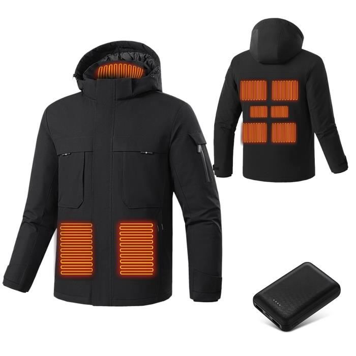 Veste Chauffante PROSmart Homme - Capuche Imperméable - 3 Niv. Chauffage - Batterie 12V Incluse