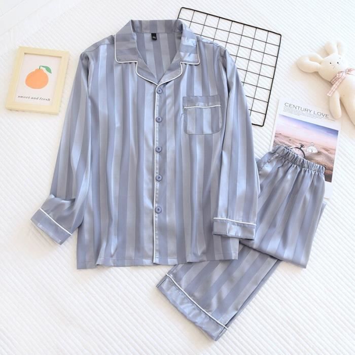 Pyjama,pyjama en Satin de soie pour femme, ensemble deux pièces ...