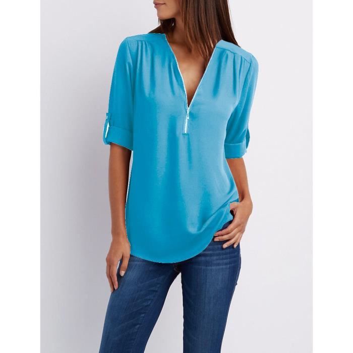 Blouse Femme Été Léger à Manches Courtes