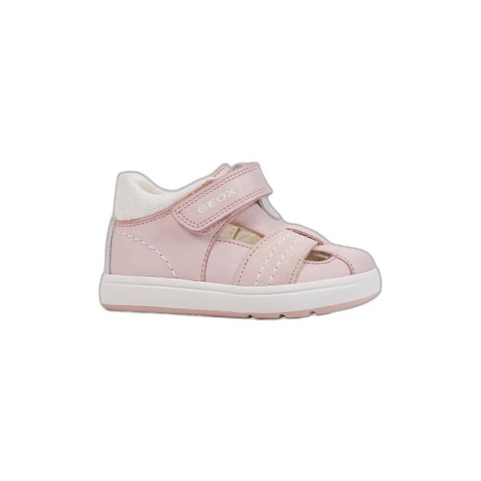 Chaussures premiers pas bébé fille Geox Biglia - Cuir souple - Rose/Blanc - Taille 19