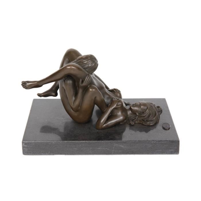 Statue érotique deux femme nues en bronze 14 cm
