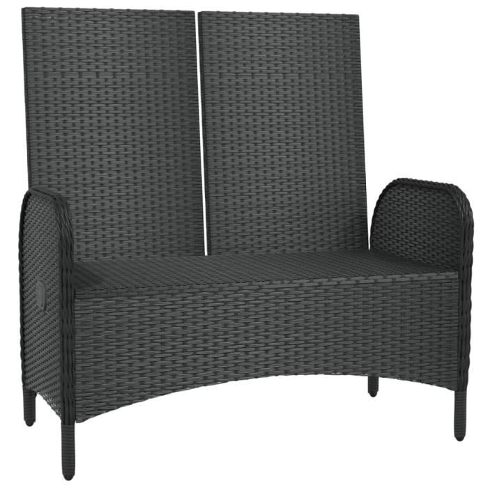 omabeta - sièges de jardin - banc de jardin inclinable avec coussins 107 cm poly rotin noir