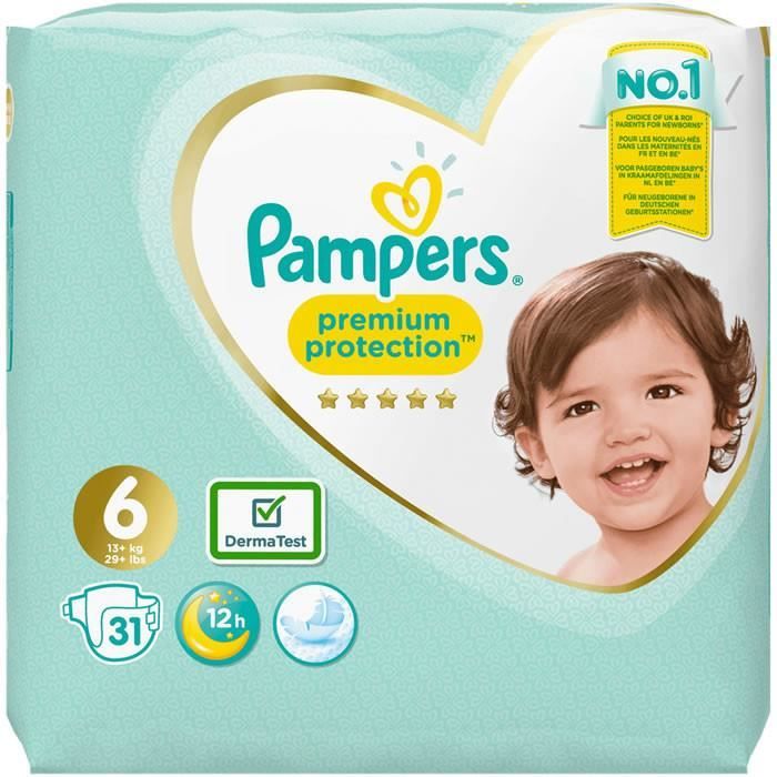 PAMPERS Premium Protection Géant Couches Pampers taille 6 (13kg+) 31 couches Cdiscount