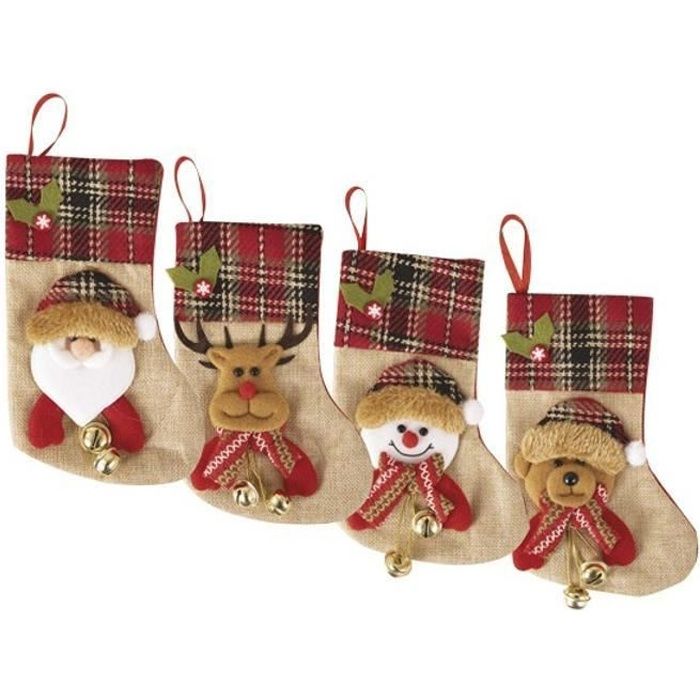 Chaussette de Noël avec grelots 21.5 x 14 cm REF/20132 Modèle aléatoire