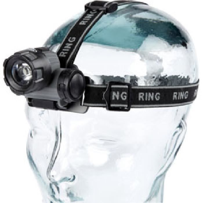 Lampe LED frontale - RING - Orientable - Noir - 3 piles AAA - Extérieur Lampe LED frontale - RING - Orientable - Noir - 3 piles AAA - Extérieur