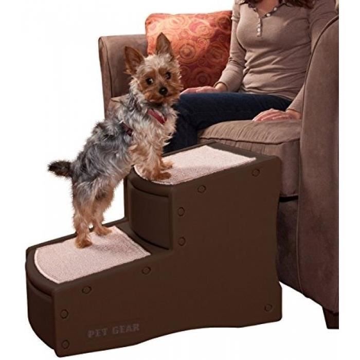 Comparer les prix de Escalier pour chiens - ROSEWOOD - 2 marches - Marron - A monter soi-même - Intérieur - 1 animal - A poser au sol