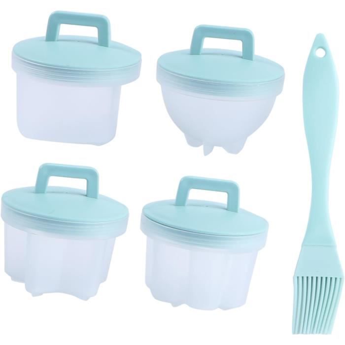 Lot De 4 Moules à œufs Avec Couvercle + Pinceau – Formes Amusantes (cœur, étoile…) – Antiadhésif – Rose – Sans BPA - 5