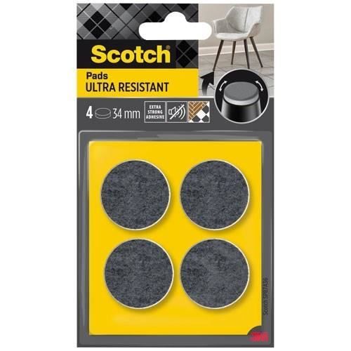 SCOTCH Patin glisseur Adhésif Feutre bimatière Ultra résistant Ø 34 mm Lot de 4