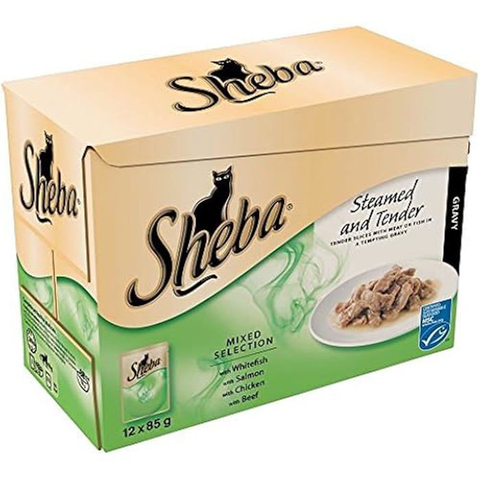 Nourriture pour chat - Sheba - Fine Dining Meat - 12 x 85g - Pâtée - Races moyennes Nourriture pour chat - Sheba - Fine Dining Meat - 12 x 85g - Pâtée - Races moyennes