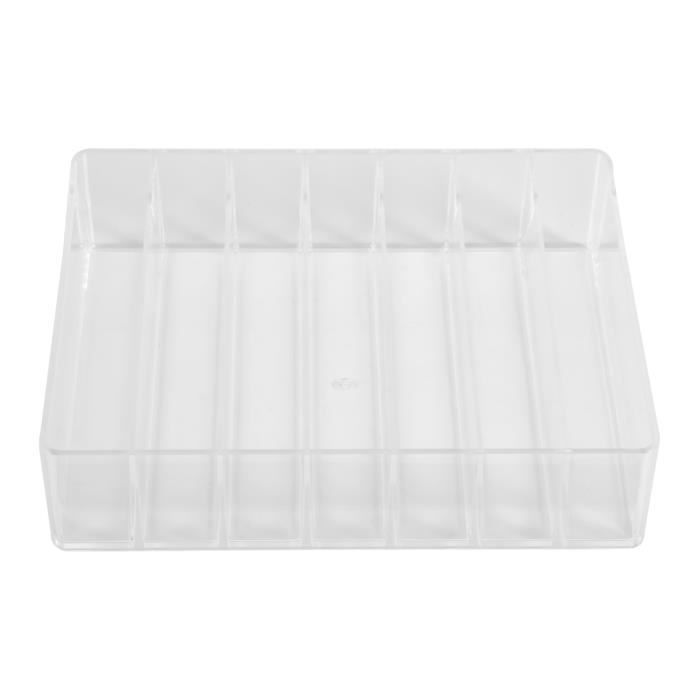Organisateur Palette Maquillage Transparent - 2 Tailles (7 Compartiments), Rangement Tiroir Coiffeuse