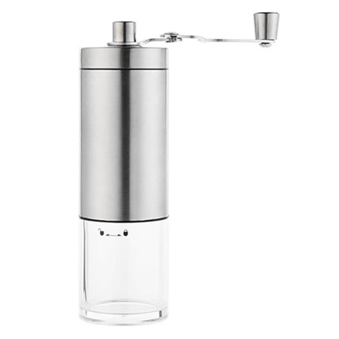 Moulin à Café Manuel En Acier Inox - 8 Réglages De Mouture, Silencieux, Portable (8,8x14x21 Cm)