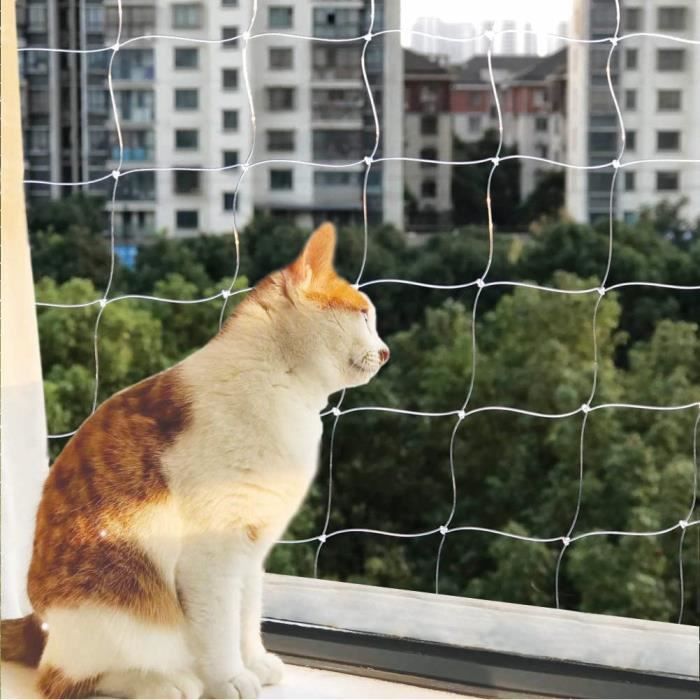 Filet de balcon pour chat - Clôture de balcon pour animaux de compagnie -  Filet anti-chute en nylon transparent pour chiens et chats - Filet de