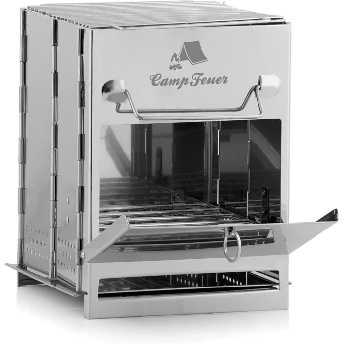 Four à Alcool Pliable Inox - Camping, Randonnée, Barbecue - Taille Compacte