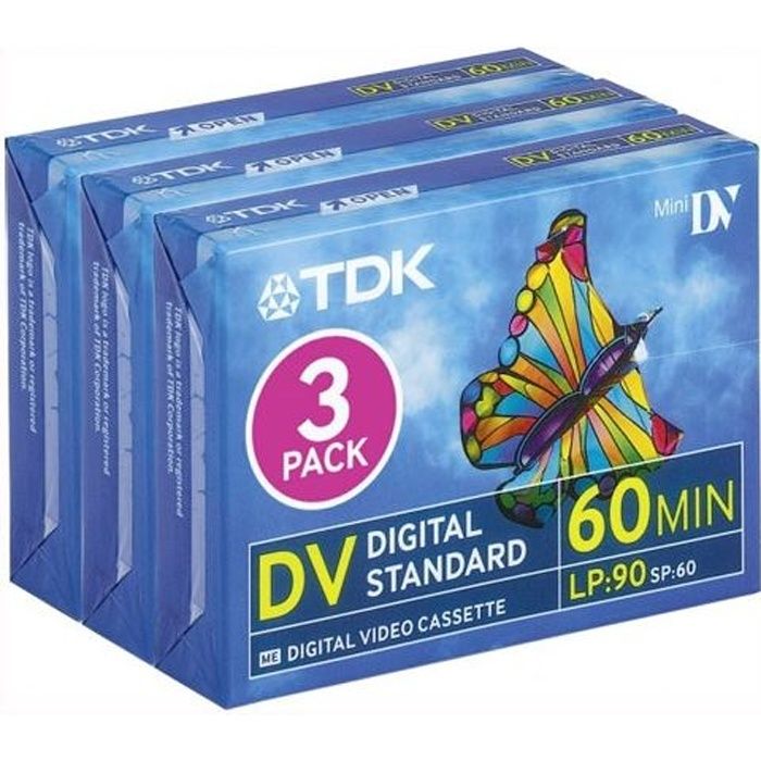 Mini-cassette vidéo TDK DVM60 - 3x60min