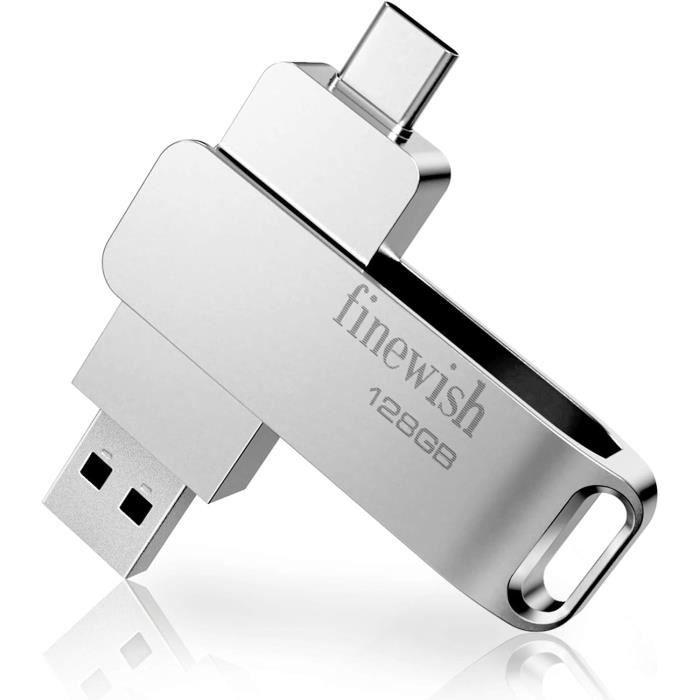 Clé USB 128Go, Flash Drive Pendrive USB 2.0 128Go Imperméable Portable  Mémoire Stick pour Ordinateur Portable, PC, Voiture Etc (Argent)