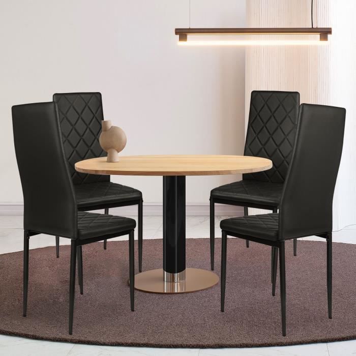 willonin® 8 x chaises de salle à manger, noir dossier et siège en similicuir à sergé, cadre en métal laqué, polyvalent pour salon