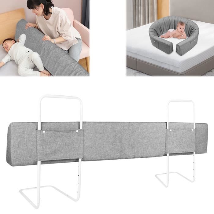Barrière De Lit Enfant Pliable 200cm - Protection Anti-chute 18 Mois-5 Ans - Gris Moderne