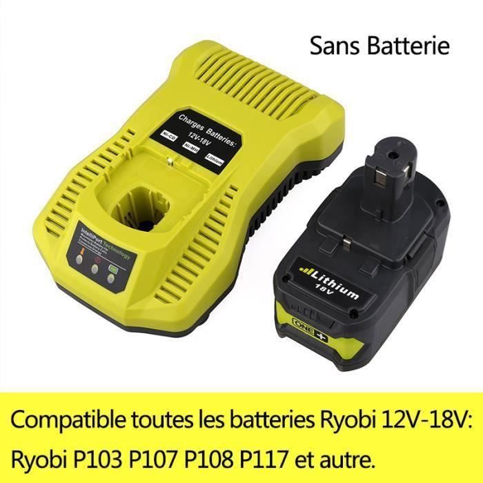 HX17427-12V-18V Chargeur de Batterie de Rechange pour Ryobi P103 P107 P108 P117 Batterie Rechargeable - Prise EU