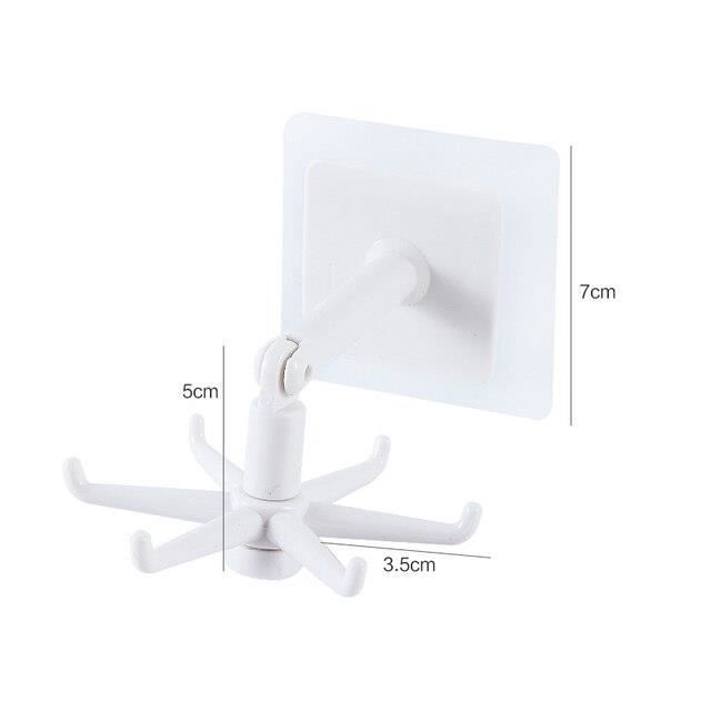 SHBaizoy Lot de 2 crochets rotatifs à 360 ° pour ustensiles de cuisine avec 6 crochets sans perçage pour ustensiles de cuisine (noir