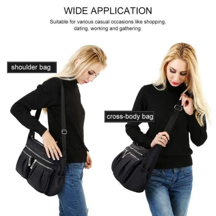 Sac Bandoulière Femme, Casual Multi-Poches Sac Messenger En Nylon