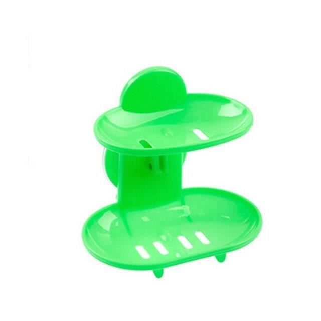 Porte-savon Double Couche Auto-drainant Avec Ventouse - Organisation Douche Et Cuisine Sans Perçage