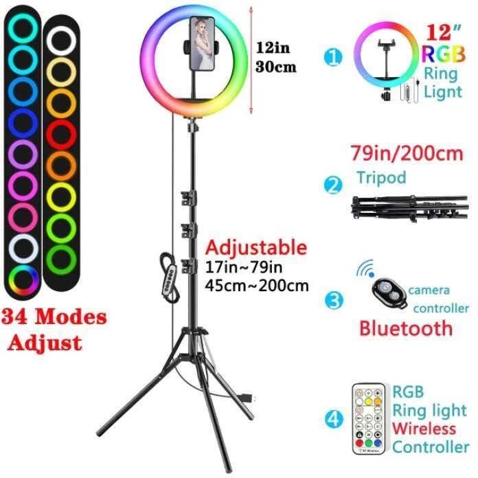 Anneau Lumineux 12 Pouces Pour Selfie & Maquillage - Éclairage LED YouTube TikTok Photo, Compatible Smartphone