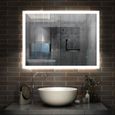 AICA Miroir Salle de bain 80 x 60cm Miroir design Interrupteur Tactile 4mm Anti-buée 24W-1