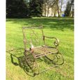 Rocking Chair Chaise Fauteuil de Jardin a Bascule Intérieur Extérieur en Fer Patiné Marron 55x80x92cm-1