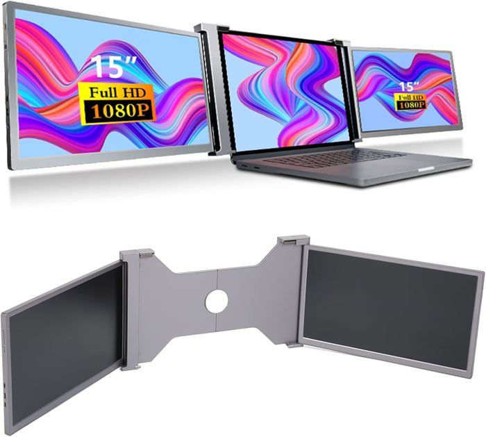 Triple écran Portable Kefeya 14" Full HD – Pour PC, Mac, Et Autres