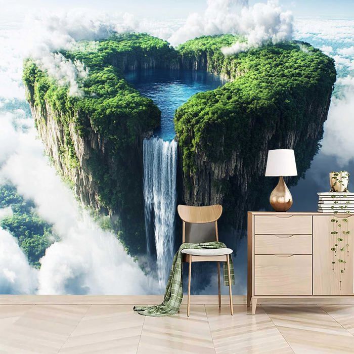 Papier Peint Mural 3D Auto-adhésif – île Et Dauphins, Design Andrian Chesterman