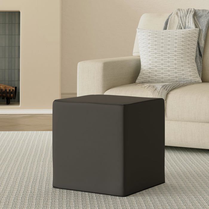 Pouf repose-pieds carré, Ottomana Cube 40x40x40 cm, Canapé déhoussable, Résistant et anti-déchirure, Tabouret, Noir E14 Ecopuf - Maison