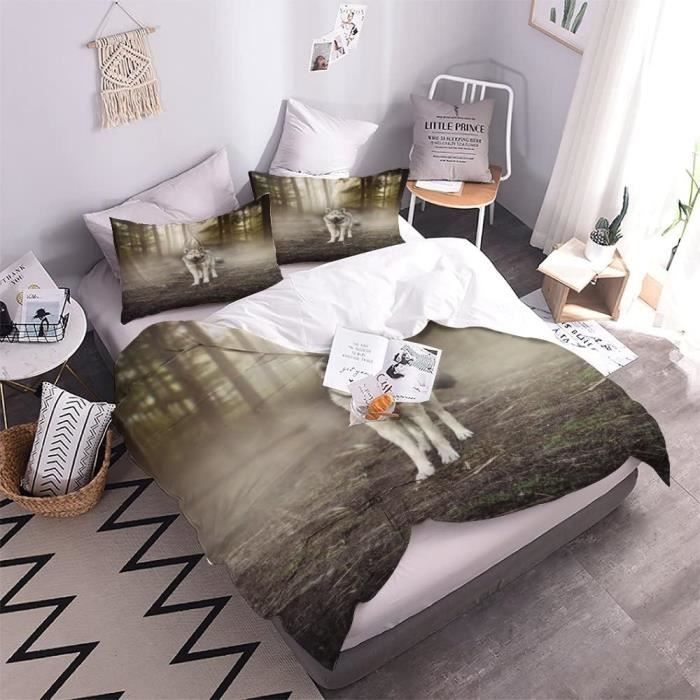 Parure De Lit 3 Pièces Cheval Courant Blanc Noir - Housse De Couette 200x200cm Avec 2 Taies D'Oreiller Pour Un Sommeil Doux Et Élégant