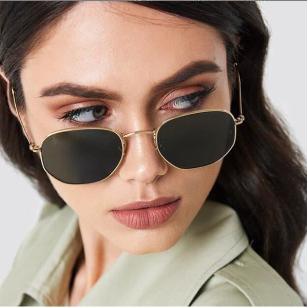 Vintage Marque Designer Lunettes De Soleil Hexagonales Femmes