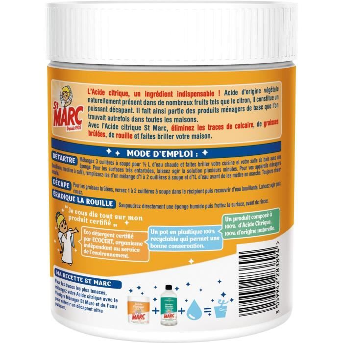 ST MARC Poudre Acide Citrique Nettoyant Multi-Usage - 500 g - Cdiscount Au  quotidien