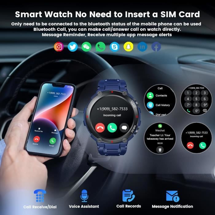 Montre Connectée Homme Femme Sport GPS Multifonction Smartwatch 1.28  Étanche Tracker d'activité Pour Android iOS Noir - Cdiscount Téléphonie