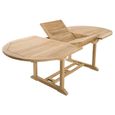 Table en bois teck massif ovale extensible de jardin 180 - 240 cm JARDITECK-2