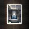 AICA Miroir Salle de bain 80 x 60cm Miroir design Interrupteur Tactile 4mm Anti-buée 24W-2