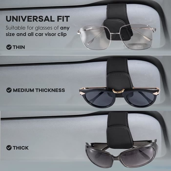 Porte-lunettes de voiture universel, support de lunettes de soleil pour  visière de voiture, pince à lunettes en cuir, cintre à lunettes, support de  carte de billet - AliExpress