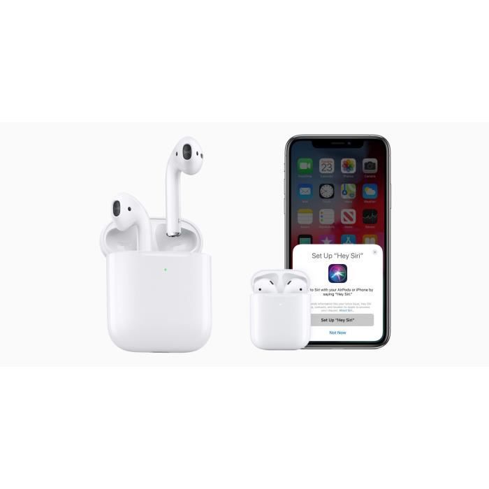 APPLE Airpods 2 - Ecouteurs sans fil bluetooth avec boitier de charge  filaire pour iPhone/iPad/Mac Pas Cher