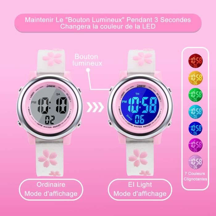 Zeiger Montre Enfant Fille Garçon Sport - Modèle Violet Résine, Bracelet Nylon 13-20cm, Apprentissage Heure
