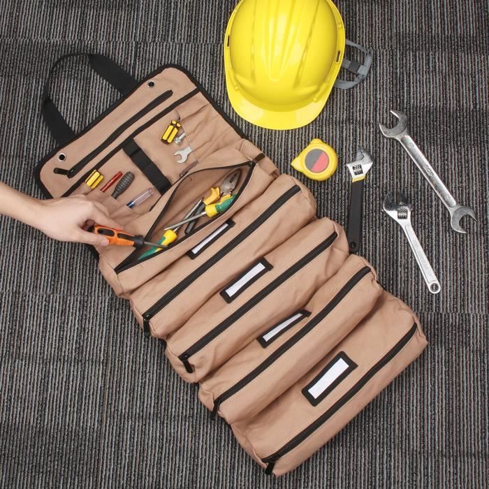 Grand sac à outils en toile avec bandoulière, sacoche de rangement  multifonctions pour outils'électricien, sa - Cdiscount Bricolage
