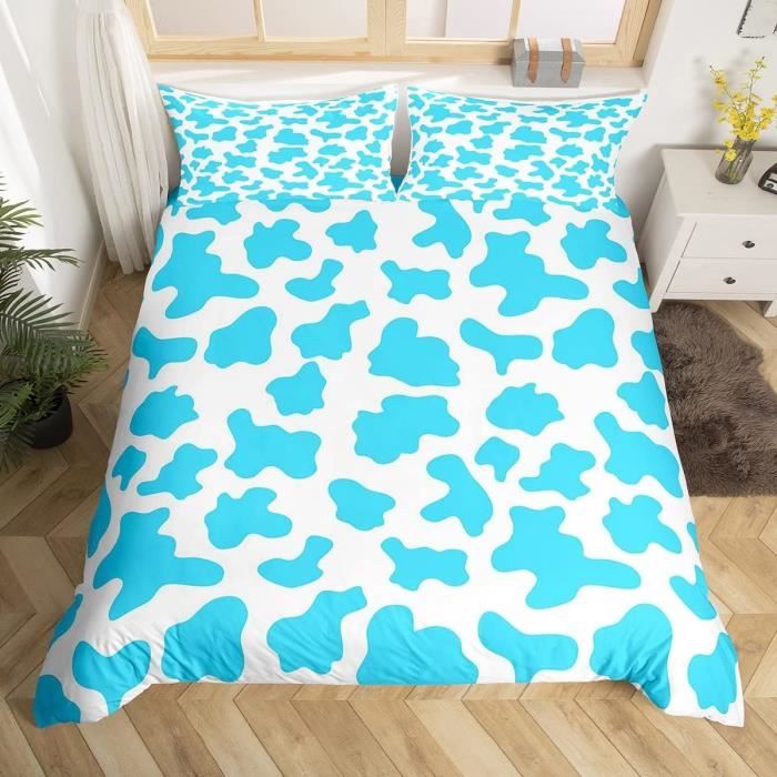 Housse De Couette 140x200 + Taie D'oreiller 65x65 - Motif Drôle Vache Laitière - Microfibre Douce, Fermeture éclair
