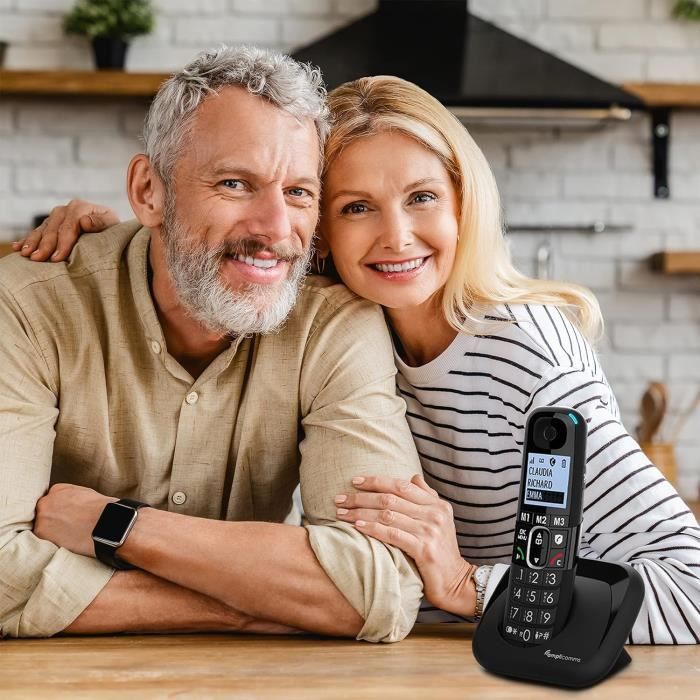 Amplicomms BigTel 1500 – Téléphone DECT Senior Grosses Touches, Son Amplifié +35dB, Sonnerie 90dB, Blocage Appels