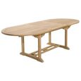 Table en bois teck massif ovale extensible de jardin 180 - 240 cm JARDITECK-3